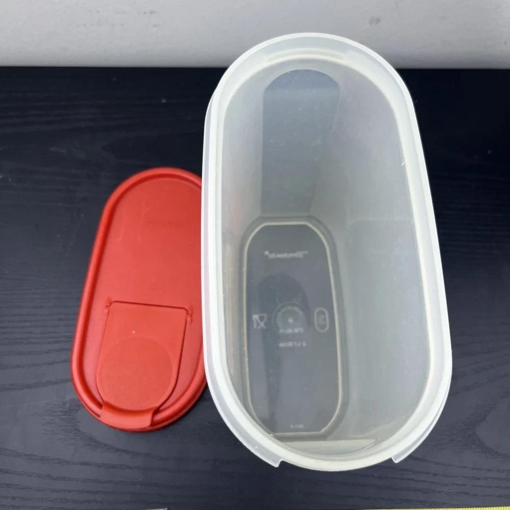 Vintage Tupperware #1613 Sheer Modular Mate 7¼ Cup Container w/ #1617 Red Flip